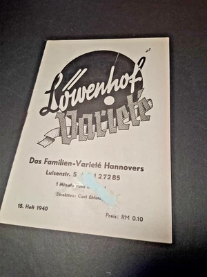 1940 aug. HANNOVER programm LÖWENHOF VARIETÉ - Bild 1 von 4