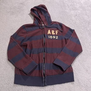 Vintage Abercrombie & Fitch Hoodie Mens 2XL Red Muscle Full Zip Y2K Heavyweight - Picture 1 of 8