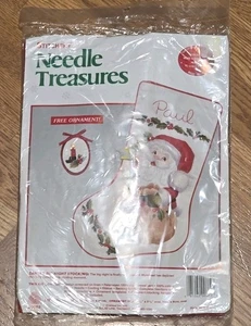 Needle Treasures Santa’s Big Night Stocking Kit 100% Wool Crewel Yarn 00862 USA - Picture 1 of 10