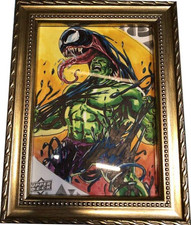 Hulk & Venom sketch card  2019 Upper Deck Marvel Premiere Dominic Racho Signed