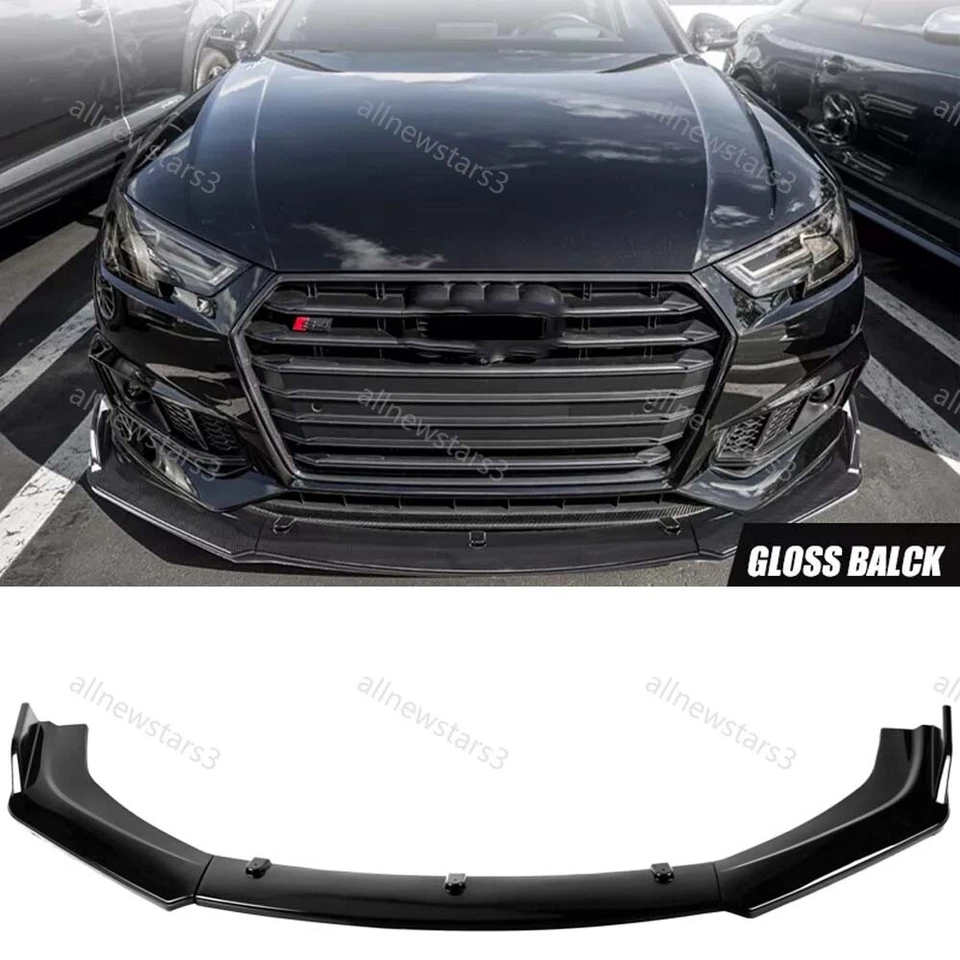 For Audi A4 B9 Sedan 2017-2018 Front Bumper Spoiler Lip Splitter Gloss Black New - Image 1 of 4