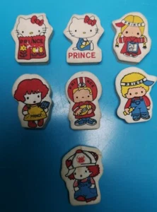 VINTAGE NOVELTY ERASER RUBBER 1980's COLLECTION SET OF 7 GOMMES PRINCE CHILDREN - Picture 1 of 2