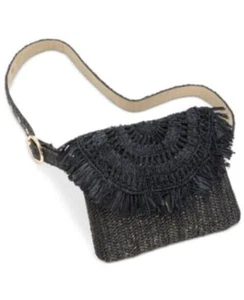 INC International Concepts Womens Straw Fringe Belt Bag Medium - Picture 1 of 1