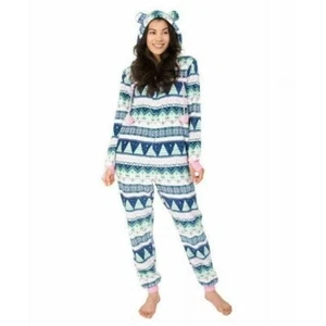 *NWT* MUNKI MUNKI Ladies Hooded Fleece Plush One Piece (Pink Multi, XL) - Picture 1 of 3