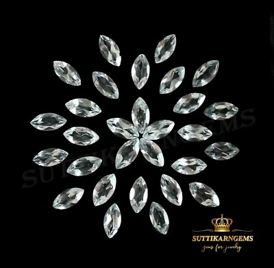 5x2.5 MM Natural White Topaz Marquise Shape Loose Gemstone Lot , AAA+ Quality - Image 1 of 3