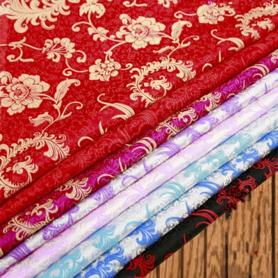 Stickereien Brokat Stoff Kunst Seidig Satin Tuch Blumen Steppen Material - Bild 1 von 4