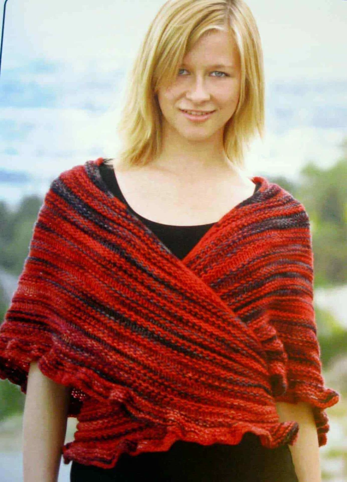 PRETTY RUFFLES SHAWL to KNIT in ANY WEIGHT YARN by BEV GALESKAS FIBER TRENDS - Image 1 of 1