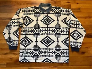 Vintage 90s Structure Long Sleeve Southwestern Collared Button Polo Shirt Mens L - Picture 1 of 3