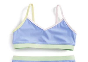 ID Ideology Colorful Trim Bikini Top Big Girls M Jet Ski V-Neck Contrasting Trim - Picture 1 of 9