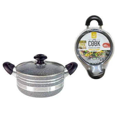 CASSERUOLA PENTOLA PENTOLINO BASSA 16 18 20 22 CM CON COPERCHIO IN VETRO - Immagine 1 di 4