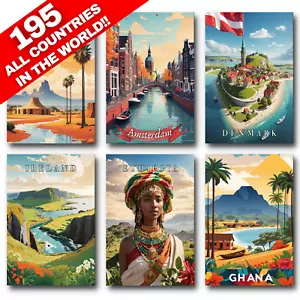 Vintage Travel Posters Retro METAL SIGNS Plaques Home Wall Art Holiday Print Set - Picture 1 of 239