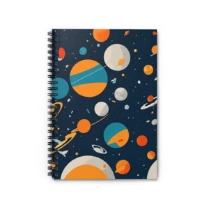 Galactic Glow: Simple Universe  Minimalistic Space Spiral Notebook - Ruled Line - Picture 1 of 6