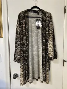 Attitude By Renee Animal Snake Print Kimono Size 3XP NWT Long Open Cardigan - Picture 1 of 8