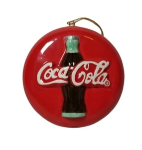 1997 Coca Cola Red Ceramic Disk With Bottle Hanging Ornament Enesco 282065 - Picture 1 of 6