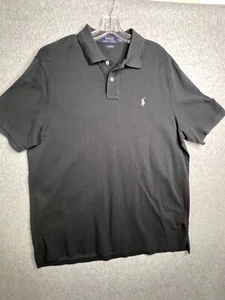 Ralph Lauren XL Black Short Polo Sleeve Collared Cotton RL Logo Collar Pullover - Picture 1 of 14