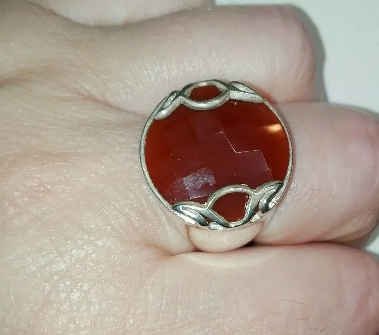 Anello in argento 925 e Corniola Sfaccettata misura 18 - Immagine 1 di 4