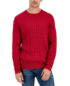 NWT Club Room Men's Cable-Knit Cotton Sweater Fire Red Size M - Picture 1 of 8