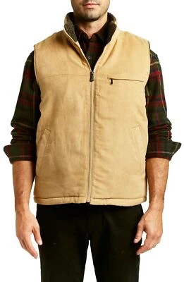 RAINFOREST Men's Micro Suede Faux Fur Sherpa Lined Vest Heritage Chamois Size L - Image 1 of 2