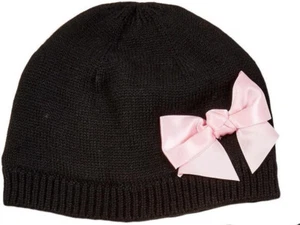 Kate Spade NY Black with Pink Bow beanie  Sz L/XL   12/14 - Picture 1 of 1