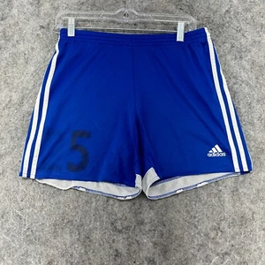 Adidas Shorts Boys Medium Blue White Stripe Logo Climacool Soccer Training - Picture 1 of 10