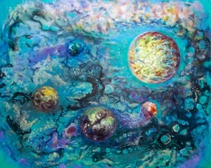 Anastasia Woron: "Cosmos. Space, The Core." - Original Oil (100x80 cm.) 2021 - Picture 1 of 16