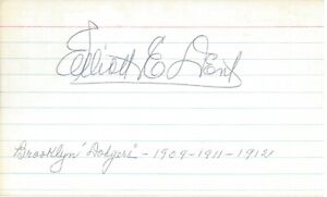  "EDDIE" DENT, 1909,1911-12 BROOKLYN SUPERBAS/DODGERS, SIGNED INDEX CARD