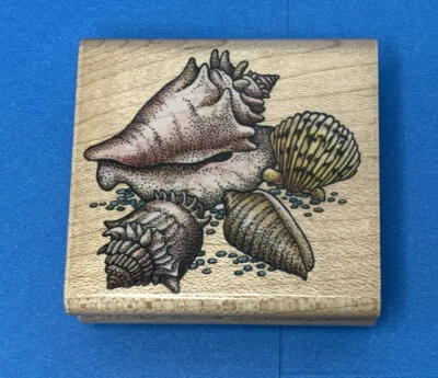 Rubber Stampede A817E Seashells Ocean Shells Collage Conch Scallop Cone - Image 1 of 4