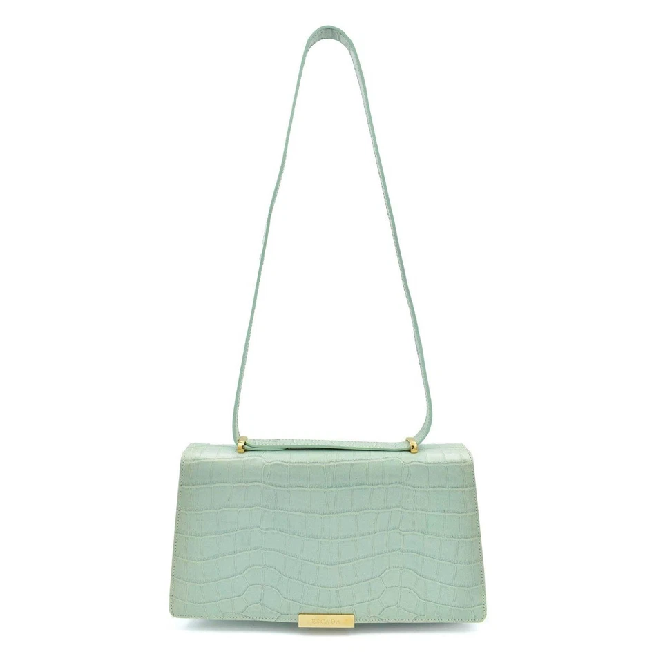Escada $545 Aqua Croc 压花皮革可调式单肩包手提包手拿包 — 第 1/4 张图片