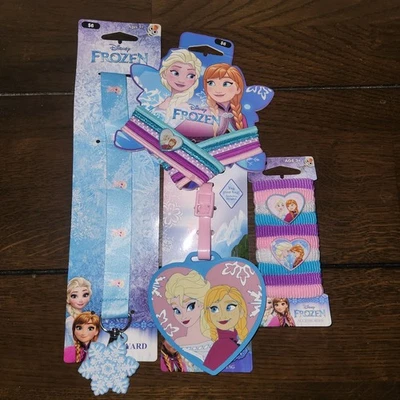 Frozen Anna & Elsa Disney Back To School Hair Bag Tag I'd Lanyard Bundle 0003 - image 1 of 4