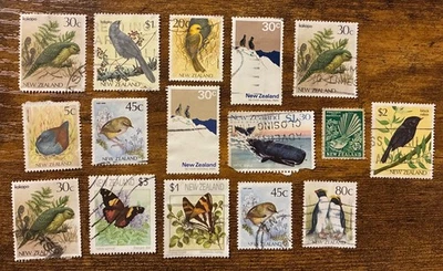 New Zealand Wildlife Stamp Lot – Birds, Penguins, Butterflies, Marine Life – 16 - Image 1 of 2