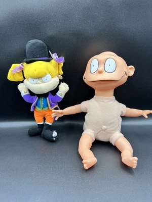 Muñeco de peluche de vinilo Tommy Pickles 1993 Nickelodeon Rugrats 12" y Angélica 2004 de 10" Foto 1 de 4