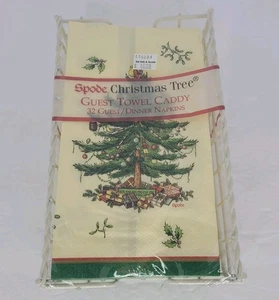 Spode Christmas Tree Guest Towel Caddy 32 Guest/Dinner Napkins NEW - Picture 1 of 6