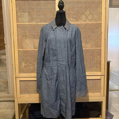 KATE SPADE SATURDAY Denim Azul Botón Delantero Manga Larga Algodón Vestido Talla 14 Foto 1 de 4