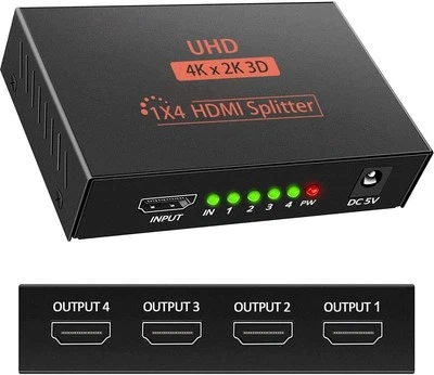 MOKEUM HDMI Splitter 1 IN 4 OUT 3D 4K 1080P HDMI Splitter Verteiler 1 x 4 HDCP 1.4