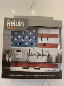 Glamsockets American Flag Decorative Wall Mount 3 Outlets Dual USB Charging New - Bild 1 von 9