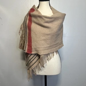 Bufanda para mujer J.CREW mezcla de lana rayas flecos color beige hecha en Italia - Imagen 1 de 9