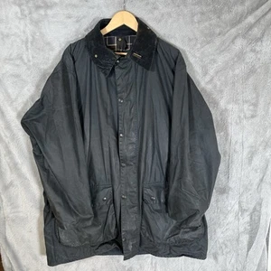 Barbour Border C48 Mens Vintage 1980s Blue Waxed Jacket With Badge - Picture 1 of 11
