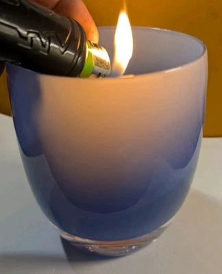 Glassybaby Periwinkle Votive Candle Holder Light Blue Blown Glass w/Sticker - Image 1 of 4