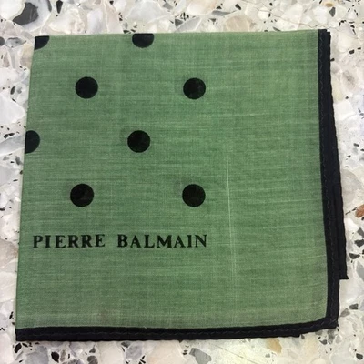 ARTE VINTAGE JAPÓN VERDE NEGRO LUNARES PAÑUELO MUJER BOLSILLO CUADRADO ALGODÓN 16"W249 Foto 1 de 3