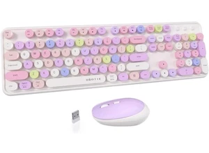 UBOTIE Colorful Computer Wireless Keyboards Mouse Combos, Typewriter Flexible Ke - Picture 1 of 7