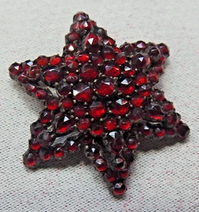 Broche Antiguo Plata Granate Judaica Estrella de David Checoslovaquia Bohemia 238k - Imagen 1 de 2