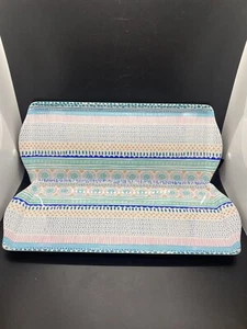 Cynthia Rowley MELAMINE Serving Tray Platter Set 2 Pink Blue Purple Dot Lines - Picture 1 of 4