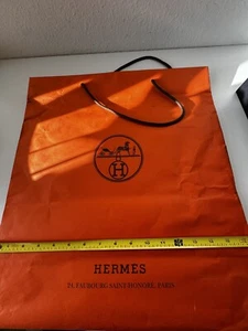 100 % AUTHENTISCH HERMES PARIS ORANGE GROSSE SHOPPING GESCHENK PAPIERTÜTE 16,5x18,5x6,5 - Bild 1 von 7