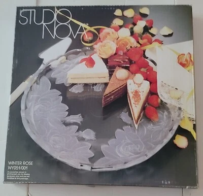 Plato redondo Studio Nova Winter Rose para servir cristal esmerilado 14" WY051/001 Foto 1 de 4