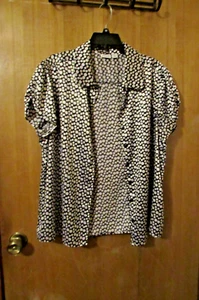 Shiny CATO women shirt top blouse size xL button up polka dot short sleeve HQ - Picture 1 of 7