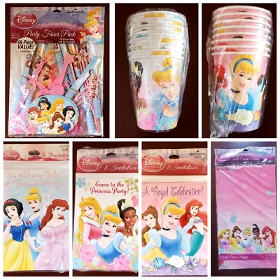 Nuevo en Paquete Disney Princesa Fiesta Suministros Fiesta Favor Pack Tazas Invitaciones TÚ ELIGES Foto 1 de 4