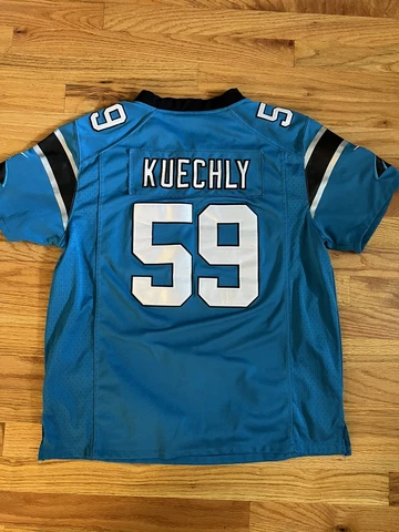 Nike Carolina Panthers Luke Kuechly NFL On Field Football Jersey Blue Womenโs XL Cover