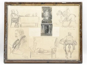 ANTIQUE PHOTOGRAPHS SOLDIER SIR ROGER PRICE - HUMOUR SKETCHES WW2 WW1 MOUNTED - Picture 1 of 10