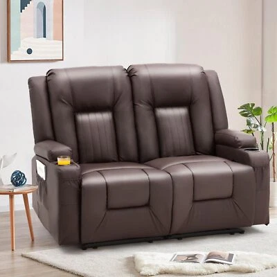 3 PCS Leather Recliner Sofa Set with Swivel Massage Chair Home Theater Seat - Image 1 of 4