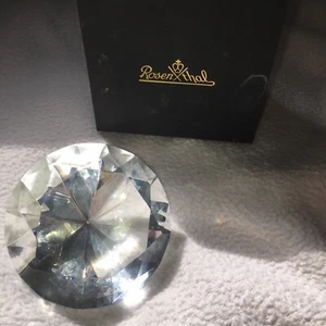 Rosenthal Crystal Diamond Paperweight Clear Round Cut in Box - Picture 1 of 8